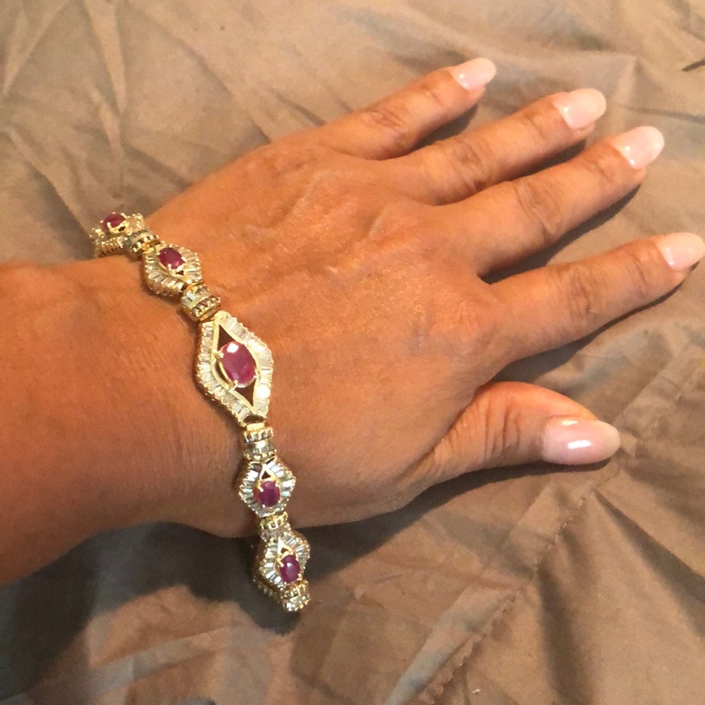 14k yellow gold ruby bracelet